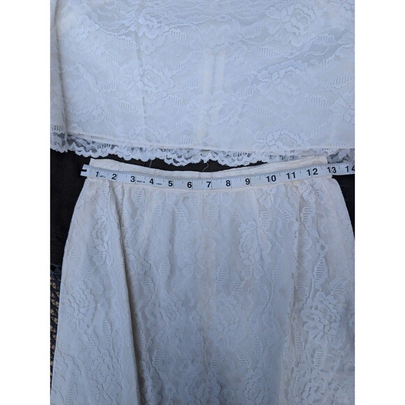 Vintage 1950s Wedding Two Piece Set Lace Handmade Small Ivory Top Skirt Suit - Picture 11 of 13